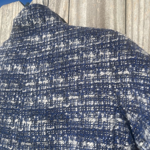 J. Crew Navy Blue and Cream Tweed City Coat Sz 0 Excellent Condition - Picture 15 of 16